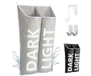 DONAQ Hanging Laundry Hamper Bag XL 40x22", Space Saving over the Door Storage Bags, Behind the Door Hampers for Dirty Clothes & Wall Mounted Basket for Bathroom, Organizer for Small Room Spaces RV