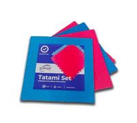 DONATIF Tappetino Palestra Tatami - Tappeto Puzzle 4 Pack 100x100x4 cm - Pavimento Tappeto Palestra in Eva - Tappetino Fitnes - Pavimento antitrauma (Rosso/Blu)