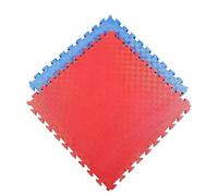 Donatif - Tappeto palestra puzzle tatami 100x100x3 cm - 1 Mattonella pavimento gommato palestra spessore 3 cm - Tatami palestra tappeto gommato, Rosso/Blu