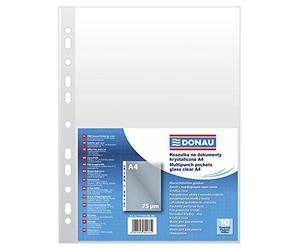 DONAU 1773910PL-00 - Buste trasparenti forate per documenti e documenti, formato DIN A4, in polipropilene trasparente, 75 micron/μm, 10 pezzi