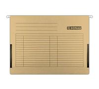 DONAU 7420905-02 - Borsa sospesa con rane in lino in cartone riciclato, 230 g/m², per DIN A4, colore: marrone, confezione da 5 etichette vuote intercambiabili, ideale per ufficio e scuola e The