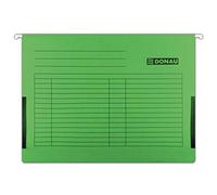 DONAU 7420905-06 - Borsa sospesa con rane di lino, in cartone riciclato da 230 g/mq, per DIN A4, colore: verde, confezione da 5 pezzi, targhetta vuota sostituibile, ideale per ufficio, scuola e