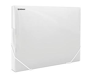 DONAU 8545002PL-00 - Scatola portadocumenti con tendicinghia angolare, in plastica/polipropilene, 700 μm, trasparente, per DIN A4, larghezza dorso 30 mm, ali laterali pieghevoli, per ufficio e scuola