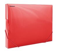DONAU 8545002PL-04 - Scatola portadocumenti con tenditore angolare in gomma, in plastica PP 700 μm, rosso trasparente per DIN A4, larghezza dorso 30 mm, ali laterali pieghevoli, per ufficio e scuola