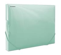 DONAU 8545002PL-06 - Scatola portadocumenti con tenditore angolare in gomma, 700 μm, verde trasparente per DIN A4, larghezza dorso 30 mm, ali laterali pieghevoli, per ufficio e scuola
