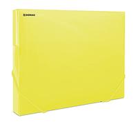 DONAU 8545002PL-11 - Scatola portadocumenti con tenditore angolare in gomma, in plastica PP 700 μm, giallo trasparente per DIN A4, larghezza dorso 30 mm, ali laterali pieghevoli, per ufficio e scuola