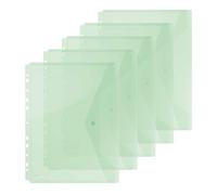 Donau Cartellina portadocumenti con chiusura a pressione, formato A4, confezione da 4, colore: verde trasparente, in polipropilene eco/plastica, perforazione europea, 200 µm