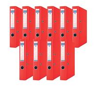 DONAU Cartelline portadocumenti ad anelli, formato DIN A4, 5 cm, 10 pezzi, colore blu navy, con copertina in plastica in PP/cartoncino, colore: rosso