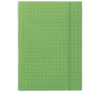 DONAU FEP06 - Cartellina con elastici angolari, formato A4, con 3 lembi in cartone resistente, stampa a quadretti, laccatura a stampa lucida su un lato, confezione da 25 pezzi, colore: verde, ideale per l'ufficio
