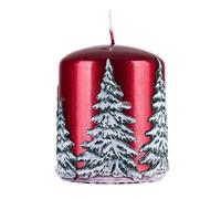 DONAU HOME Candela a forma di colonna Frozen Dreams/candela di paraffina, 70 x 90 mm, rossa, per decorazione, 40 ore, candela decorativa, candela di cera, 1 pezzo