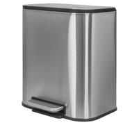 DONAU HOME Pattumiera a pedale con secchio interno, coperchio, Softclose, rettangolare, 12 l, argento opaco