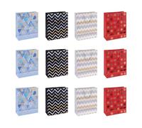 DONAU HOME Sacchetti da regalo/confezione da 12 pezzi/ 25 x 30 x 10 cm/laminato, per tutto l'anno, diversi motivi, infrangibili, eleganti, con manici, regalo, pensierino, celebrazione