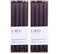 DONAU Home Set di 8 candele lunghe a coste, colore mora viola, 30 x Ø 2,25 cm, senza profumo, candele da tavola scanalate, per decorare il soggiorno, il bagno, 10 ore di durata