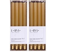 DONAU HOME Set di 8 candele lunghe a coste, dorate, 30 x 2,25 cm, senza profumo, candele da tavola per decorare il soggiorno, il bagno, 10 ore di durata