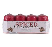 DONAU HOME Set di candele natalizie speziate/Candele di paraffina / 40x70 mm / 4 pezzi/Pan di zenzero/Rosso/Per decorazione