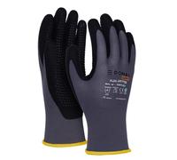 DONAU SAFETY Flex-Dotted Guanti da lavoro con impugnatura antiscivolo, taglia 08/M, 1 paio/grigio/nero/meccanico, guanti da montaggio/rivestito in nitrile leggero resistente all'olio, nylon