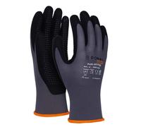 DONAU SAFETY Guanti da lavoro Flex-Dotted con pomelli antiscivolo/Taglia 07/S, 1 paio/Grigio-Nero/Guanti per montaggio meccanico/Rivestiti in nitrile, leggermente resistenti all'olio, nylon