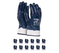 DONAU SAFETY Guanti da lavoro in nitrile completamente rivestito/blu scuro/taglia 09, 12 paia/guanti/impermeabile resistente all'olio resistente all'abrasione guanti protettivi guanti in nitrile