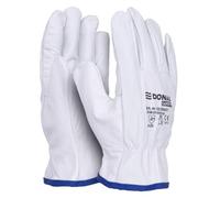 DONAU SAFETY Guanti da lavoro premium in pelle di capra - 1 paio, taglia 10/XL, bianchi, con polsino elastico - Guanti di montaggio protettivi