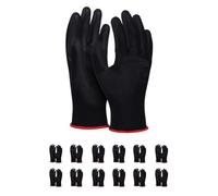 DONAU SAFETY Guanti da montaggio/taglia 10, 12 paia/cat. II/nero/guanti guanti da lavoro in poliestere/poliuretano/giardinaggio, costruttori, meccanici