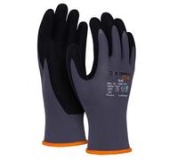 DONAU SAFETY Guanti Flex Guanti da lavoro/Dimensione 07/S, 1 paio/Grigio/Nero/Meccanico Guanti di Montaggio/Nitrile Rivestito Leggermente Resistente all'olio, Guanti di Protezione in Nylon per Lavoro
