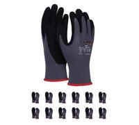 DONAU SAFETY Guanti Flex Guanti da lavoro/Dimensione 08, 12 paia/Grigio/Nero/Meccanico Guanti di Montaggio/Nitrile Rivestito Leggermente Resistente all'olio, Guanti di Protezione in Nylon per Lavoro