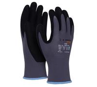 DONAU SAFETY Guanti Flex Guanti da lavoro/Dimensione 09/L, 1 paio/Grigio/Nero/Meccanico Guanti di Montaggio/Nitrile Rivestito Leggermente Resistente all'olio, Guanti di Protezione in Nylon per Lavoro