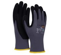 DONAU SAFETY Guanti Flex Guanti da lavoro/Taglia 08/M, 1 paio/Grigio/Nero/Meccanico Guanti Di Montaggio/Nitrile Rivestito Leggermente Resistente all'olio, Guanti di Protezione in Nylon per Lavoro Auto