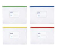 DONAU Set di 24 buste portadocumenti con cerniera, in plastica, con cerniera, in PVC, formato A4, trasparenti