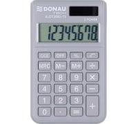 Donau Tech - Calcolatrice a 8 cifre, 9,7 x 6 x 1 cm, colore: Grigio/calcolatrice con display a 8 cifre/Dual Power Solar - funzionamento a batteria/design compatto