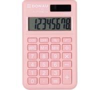 Donau Tech - Calcolatrice a 8 cifre, 9,7 x 6 x 1 cm, Morela, colore: Rosa/Calcolatrice con display a 8 cifre/Dual Power Solar - Funzionamento a batteria/design compatto