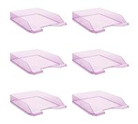 DONAU Vaschetta portalettere standard, trasparente, viola, confezione da 6, formato A4, vassoio per lettere moderno e impilabile