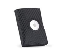DONBOLSO Portafoglio Air - Airtag da Uomo Con Tasca per Apple AirTag - Con Portamonete - Portacarte di Credito in Vera Pelle - Slim - Carbonio