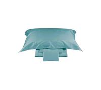 Dondi Home Completo Lenzuola Botticelli matrimoniale in raso di cotone 100% tinta unita, made in Italy col. azzurro squalo