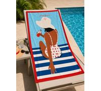 Dondi Home Telo mare o piscina in microfibra stampata, retro stampato con pattern logato all over, confezionato in pratica pochette abbinata, misura 100x180cm, art, Copacabana