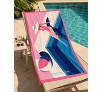 Dondi Home Telo mare o piscina in microfibra stampata, retro stampato con pattern logato all over, confezionato in pratica pochette abbinata, misura 100x180cm, art, Antibes