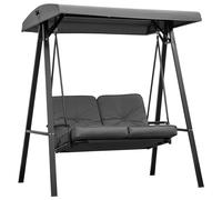 Dondolo 2 Posti Con Tettuccio Regolabile E Cuscini, In Acciaio E Poliestere, 144x117x173 Cm, Grigio