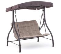 Dondolo 2 Posti da Giardino 160x112x163 cm in Ferro e Poliestere Haiti Beige