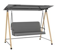 Dondolo 3 Posti Con Tettoia Regolabile E Cuscino, In Acciaio, Texteline E Poliestere, 208x125x180 Cm, Grigio