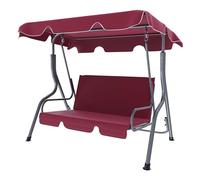 Dondolo 3 Posti Con Tettuccio Parasole Regolabile Cuscini Imbottiti Struttura Robusta In Acciaio Verniciato Da Esterno Giardino Balcone Terrazzo Piscina 170 x 110 x 153 Cm (Rosso Bordeaux)