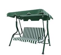 Dondolo 3 Posti Con Tettuccio Parasole Regolabile Cuscini Imbottiti Struttura Robusta In Acciaio Verniciato Da Esterno Giardino Balcone Terrazzo Piscina 170 x 110 x 153 Cm (Verde A Righe)