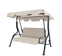 Dondolo 3 Posti Con Tettuccio Parasole Regolabile Cuscini Imbottiti Struttura Robusta In Acciaio Verniciato Da Esterno Giardino Balcone Terrazzo Piscina 170 x 110 x 153 Cm (Beige)