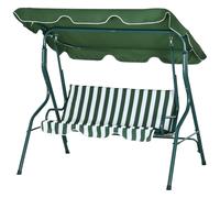 Dondolo 3 Posti con Tettuccio Regolabile 170x110x153 cm in Acciaio e Poliestere Verde e Bianco