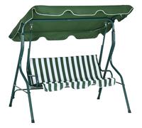 Dondolo 3 Posti Con Tettuccio Regolabile E Cuscini, In Acciaio E Poliestere, 170x110x153 Cm, Verde E Bianco