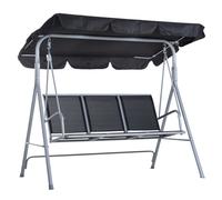 Dondolo 3 Posti da Giardino 170x110x153 cm in Acciaio Nero e Argento