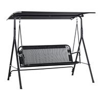 Dondolo 3 Posti da Giardino 172x110x155 cm in Metallo e Textilene Nero