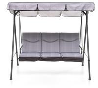 Dondolo 3 Posti da Giardino 184x120x160 cm in Ferro e Poliestere Madagascar Antracite e Grigio