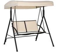 Dondolo a 2 Posti da Giardino con Tettuccio Regolabile, 140x118x162cm Beige