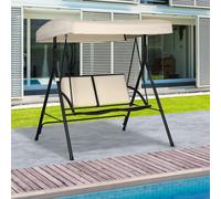 Dondolo a 2 Posti da Giardino con Tettuccio Regolabile, 140x118x162cm Beige