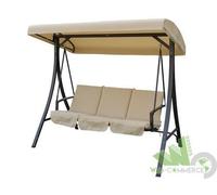 Dondolo tre posti in acciaio con cuscini e tettuccio beige Bolero